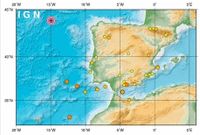 terremoto.Localizaci�n del se�smo en el Atl�ntico