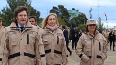 Javier y Karina Milei, y Patricia Bullrich, en abril en Buenos Aires