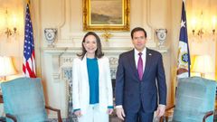 La l�der venezolana Mar�a Corina Machado y el secretario de Estado de EE.UU., Marco Rubio, en una foto publicada por la opositora en sus redes sociales