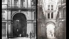 Entrada e interior del pasaje de Don Santos, entre las calle Ur�a y Pelayo de Oviedo, a principios del siglo XX