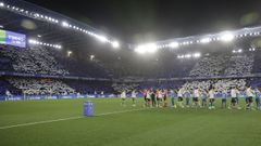 Imagen del mosaico blanquiazul que dio la bienvenida al Deportivo y al Racing de Santander el domingo pasado en Abanca Riazor