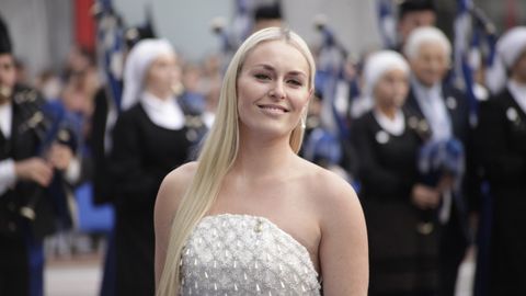 Lindsey Vonn a su llegada al Teatro Campoamor