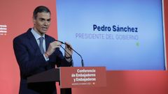 El presidente del Gobierno, Pedro S�nchez, durante el encuentro de embajadores espa�oles celebrado en Madrid