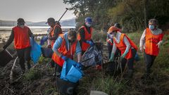 Mira aqu las fotos de la limpieza realizada por los mariscadores de Noia en el banco natural de San Cosme!