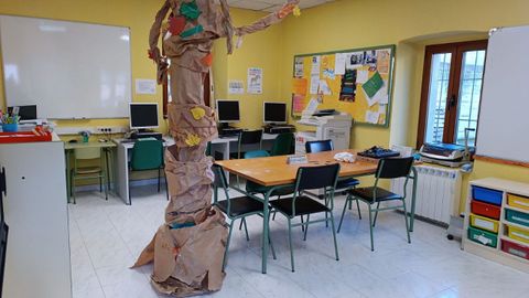 Una de las aulas del colegio pblico Bello, en Aller