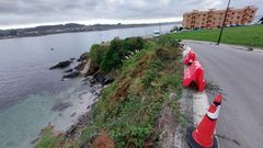 Zona de O Xunqueiro, en Mera, donde se ha desplomado parte del terreno