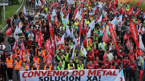 Los trabajadores del metal, en una manifestacin convocada con motivo de la huelga.