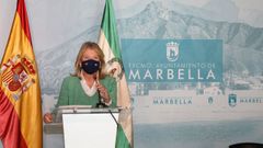 La alcaldesa de Marbella, �ngeles Mu�oz, en una rueda de prensa