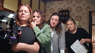Momento del rodaje de��Corre� con Cris Andina, Saamira Ganay, Luc�a Veiga y Vanesa Pena (de izquierda a derecha)