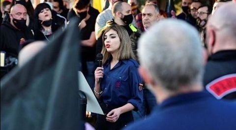 Foto de archivo de Isabel Peralta durante un acto en Madrid del grupo neonazi Bastin Frontal.