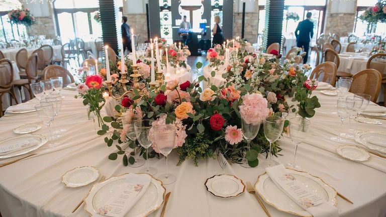 Decoraci�n de una de las mesas de una boda en Chicolino, en Boiro