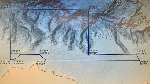 Propuesta inicial del espacio marino protegido de los cañones de Capbretón, frente al litoral vasco, con un área de 1.372 kilómetros cuadrados