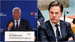 El primer ministro portugus, Antnio Costa (izquierda), carg duramente contra el ministro de Finanzas  neerlands, Wopke Hoekstra, por criticar a Espaa por no contar con recursos suficientes para frenar la pandemia