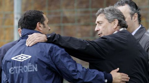 Saludando a Eusebio Sacristn en un entrenamiento