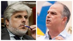 De izquierda a derecha, el presidente del partido en el Parlamento catal�n, Albert Batet, y el secretario general de Junts, Jordi Turull. 