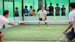 Miguel Pi�eiro y �scar Cobelo, durante un partido en el Club de Campo