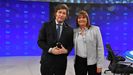 Milei y Bullrich posan durante su participacin en el programa A Dos Voces, ayer en Buenos Aires.