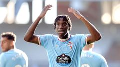 Ilaix Moriba, celebrando�su gol en el Celta-Racing de Santander.