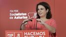La vicesecretaria general del PSOE, Adriana Lastra,  en la sede de la FSA-PSOE de Oviedo