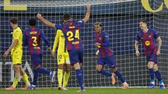 Los jugadores del Barcelona celebrando el segundo gol del partido ante el Villarreal