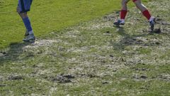 Imagen de archivo del estado del c�sped del campo de O Couto tras las lluvias.