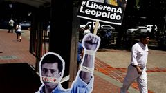 Carteles pidiendo la liberaci�n de Leopoldo L�pez