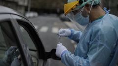 Pruebas del coronavirus. Autocovid del Ventorrillo, en A Coru�a 