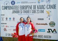Camila Aldana Morison y Raquel Dacosta, ayer en Baskov tras revalidar su podio continental en el K-2 1.000. 