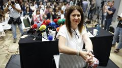 Leire Dez, durante su comparecencia ante los medios el pasado junio.