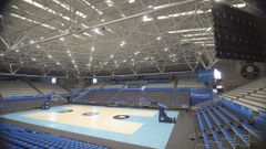 Vista panormica de la renovacin de la cubierta del Pazo y antes de instalar el nuevo videomarcador