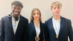 Tchamba Tunhana, Carmen Oubi�a y Sa�l V�zquez, los tres alumnos del CIFP Montecelo, de Pontevedra, que est�n en Madrid compitiendo en Spainskills