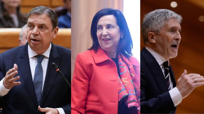 Los ministros Luis Planas, Margarita Robles y Fernando Grande-Marlaska.