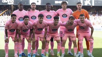 El once inicial del Celta en Valencia.