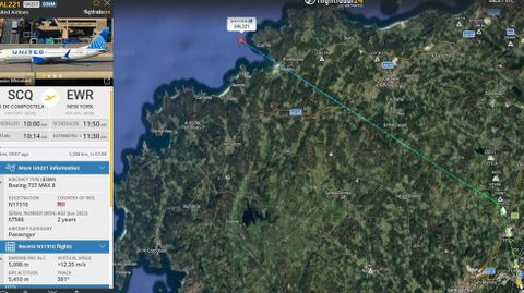 Trayectoria de salida del vuelo hacia Estados Unidos