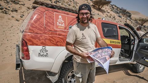 David Castera, durante el reconocimiento del recorrido del Dakar 2020