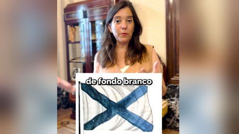 Imagen del v�deo publicado por el Concello da Coru�a en el que la alcaldesa, In�s Rey, propone recuperar la ense�a de la provincia mar�tima del siglo XIX que, defiende, dio lugar a la bandera gallega