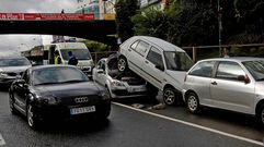 Espectacular accidente m�ltiple en a Coru�a