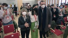 Carcedo, Olaya Rosell y Barb�n, en la clausura del congreso de Juventudes Socialistas de Asturias