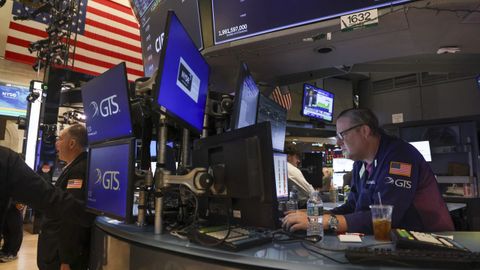 Operadores en Wall Street.