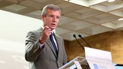 Alfonso Rueda, este lunes en Santiago de Compostela.