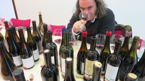 Imagen de Luis Gutirrez catando vinos gallegos