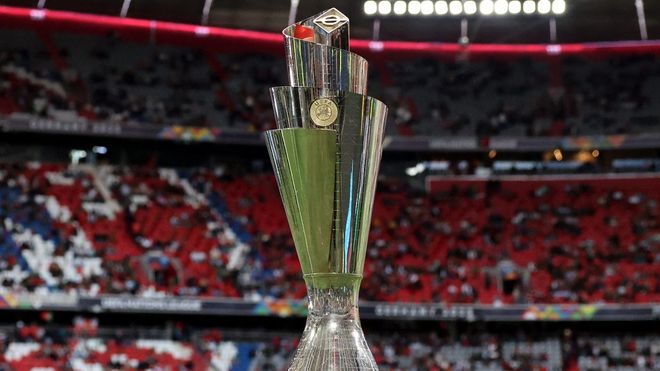 Imagen de archivo del trofeo de la Liga de las Naciones, en M&uacute;nich