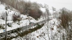 Fotografa del estado de la carretera N-634 al inicio de la subida al puerto de Pajares