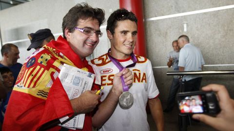 A su llegada a Peinador tras ganar la medalla de plata en los Juegos Ol�mpicos de Londres