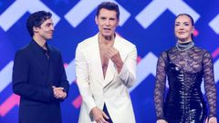 Javier Ambrossi, Jes�s V�zquez e In�s Hernand, presentadores del concurso.