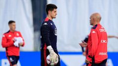 Eric Puerto y scar Gilsanz, en el entrenamiento de este mircoles