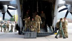 Militares,�durante un entrenamiento en la base de la Fuerza A�rea de EE.UU. en Ramstein.