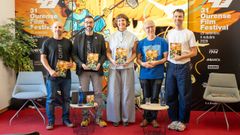 Presentaci�n del programa del OUFF. En la  imagen , Marcos V�zquez (director t�cnico), �scar Doviso (director art�stico do festival),  Cristina Pascual (coordinadora da secci�n Xanela), C�sar Silva (asesor de programaci�n) y Alberto Gonz�lez (programador).