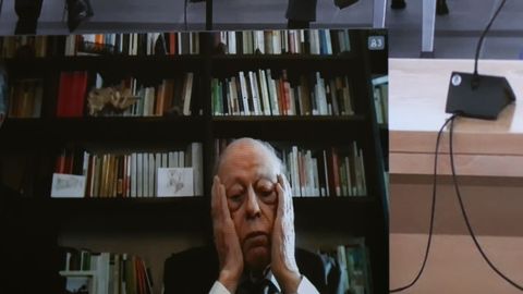 Jordi Pujol, en videoconferencia desde su casa, durante la primera sesin del juicio