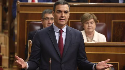 El presidente del Gobierno, Pedro Snchez, interviene durante una sesin plenaria en el Congreso de los Diputados el pasado da 15.